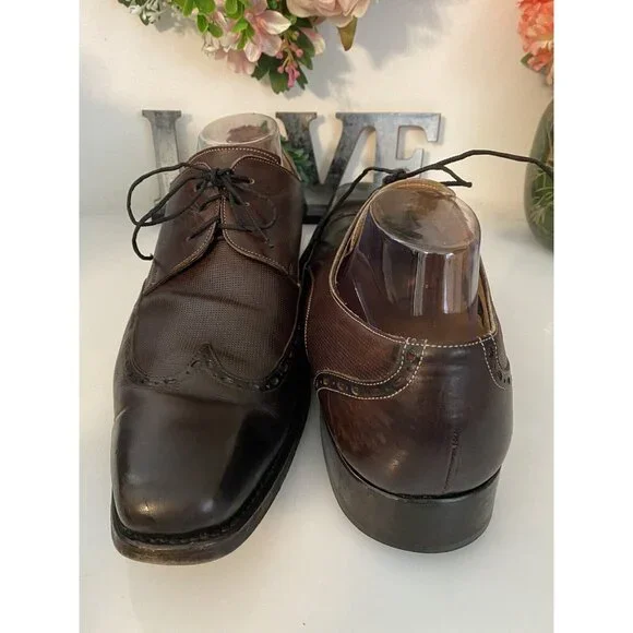 Calzoleria Harris Italy Barney's NY Handmade Oxford Wing Tip Dress Shoes Sz 10.5